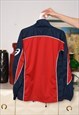 VINTAGE 00S Y2K RETRO ASICS TRACKSUIT SPORTS SWEATSHIRT RED