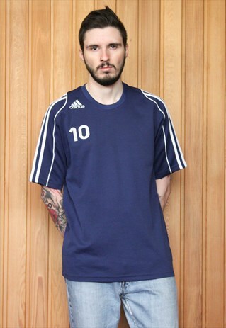 VINTAGE 1990S NAVY BLUE ADIDAS FOOTBALL SHIRT