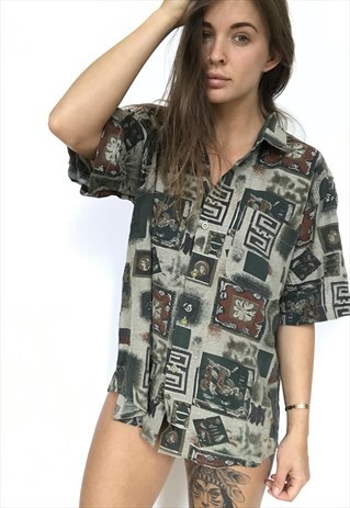 PATTERNED OVERSIZED RETRO VINTAGE UNISEX FESTIVAL SHIRT