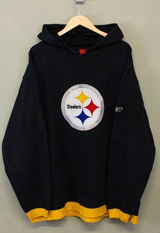 VINTAGE REEBOK NFL STEELERS HOODIE BLACK WITH LOGO