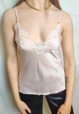 Vintage Pale Pink Silky Cami (Up to a size 10/12)