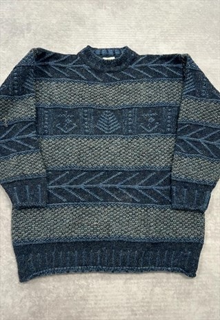 VINTAGE ABSTRACT KNITTED JUMPER WOMEN'S L