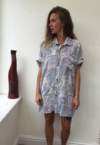 CRAZY PATTERNED OVERSIZED RETRO VINTAGE FESTIVAL SHIRT