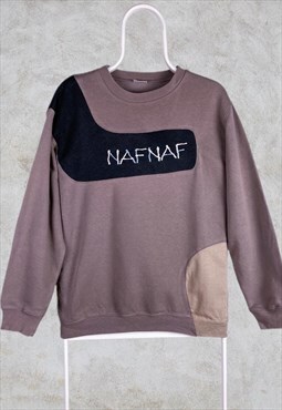Vintage Reworked Naf Naf Sweatshirt Spell Out Medium