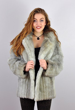 VINTAGE GREY ARCTIC FAUX FUR JACKET