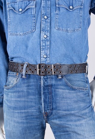 VINTAGE BLACK LEATHER BELT 90CM