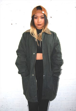 HUNTER/WAX CORDUROY COLLAR OVERCOAT/PARKA (1990'S/GREEN)
