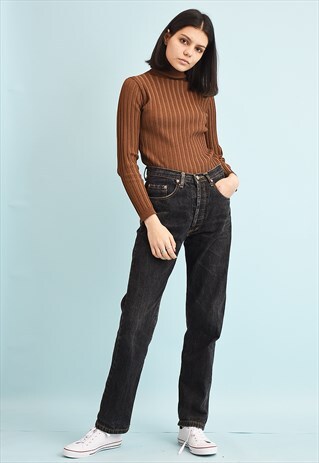 90'S RETRO REGULAR WAIST STONEWASH DENIM JEANS