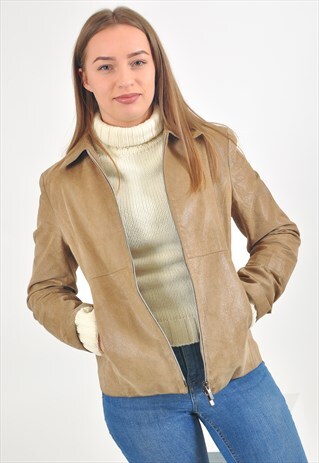 VINTAGE SUEDE LEATHER JACKET IN BEIGE
