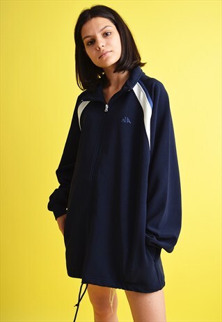 80'S RETRO RIBBED VARSITY ATHLEISURE SPORTS TRACKSUIT JACKET