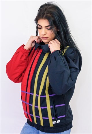 VINTAGE PIERRE CARDIN PUFFER PUFFA JACKET RED AND BLACK A436