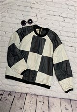 Black & White Checked Leather Vintage Top