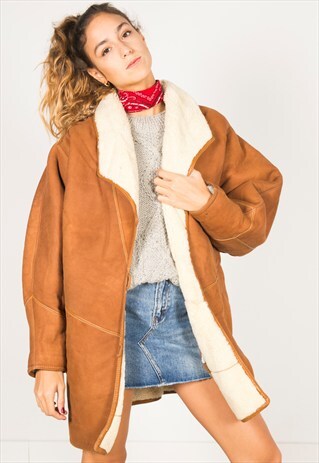 VINTAGE 80S WINTER SHEEPSKIN COAT / R020