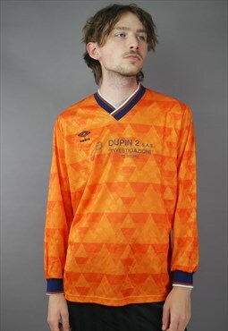 Vintage 90's Umbro Football Shirt in Orange with Logo