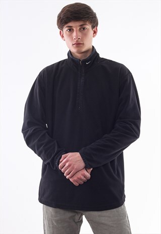 VINTAGE NIKE PULLOVER HALF ZIP JACKET 90S BLACK