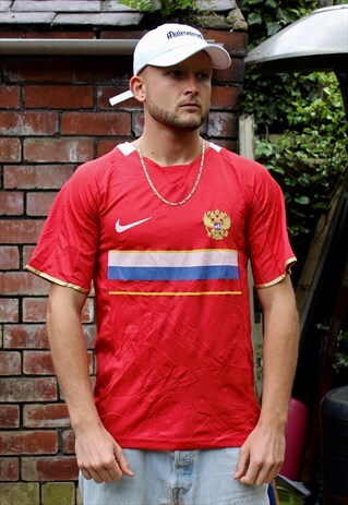 VINTAGE RED NIKE RUSSIA FOOTBALL SHIRT SMALL
