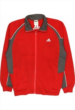 Vintage 90's Adidas Windbreaker Spellout Zip Up Fleece Red,