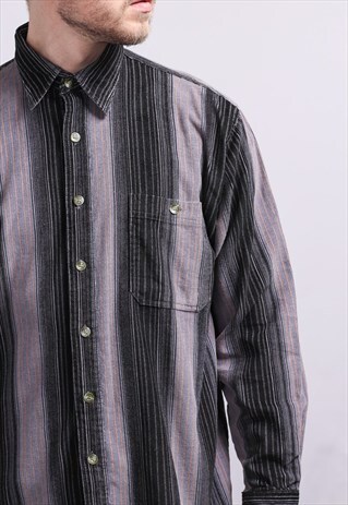 VINTAGE CORDUROY CORD STRIPED SHIRT