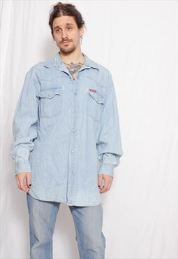 90s grunge 80s vintage Lee Cooper light blue denim shirt