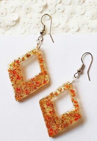 ARUBA STATEMENT EARRINGS - REAL ORANGE FLOWERS