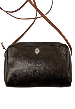 Christian Dior Crossbody Bag Shoulder Brown Leather Logo 