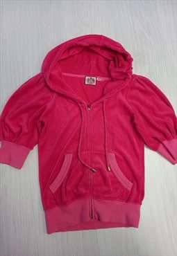 Y2K Hooded Jacket Fuchsia Pink Zip-Up 