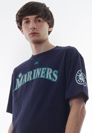 VINTAGE MAJESTIC MARINERS GUTIERREZ MLB TEE 90S BLUE