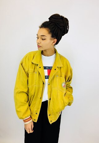 VINTAGE 80S MUSTARD DENIM EMBROIDERED JACKET
