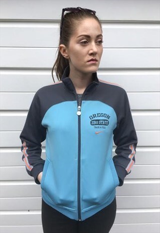 WOMENS VINTAGE 90S ZIPPER TOP BLUE SPORTSWEAR NIKE JACKET