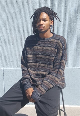 90S CLASSIC MINIMALIST TEXTURED STRIPE JUMPER XXL