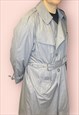 VINTAGE LONG GREY MEN TRENCH COAT FOR AUTUMN WINTER {C88}