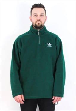 ADIDAS Men L Fleece Jumper Sweatshirt Pullover Green Sweater