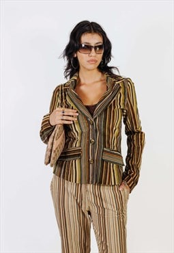Vintage 00s Corduroy Striped Latina Core Blazer