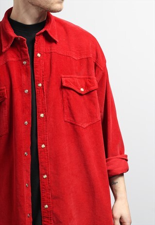 VINTAGE CORDUROY CORD SHIRT RED