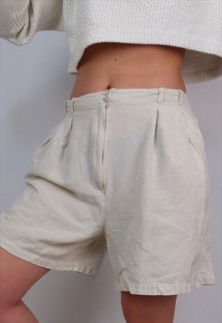 CAMEL VINTAGE 80'S HIGH WAIST LINEN SHORTS