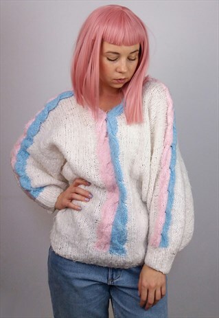 VINTAGE 80'S HANDMADE KNIT JUMPER OVERSIZED