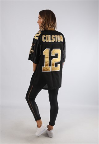 VINTAGE NFL OVERSIZED T-SHIRT FOOTBALL JERSEY TOP LONG (EDQ)