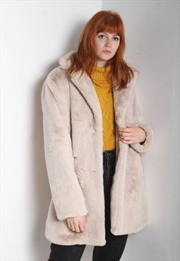 Vintage Faux Fur Teddy Coat Jacket Beige