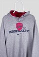 Vintage Arsenal Nike Grey Centre Swoosh Hoodie Football XXL