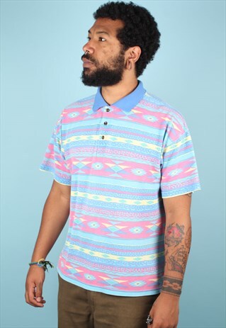 VINTAGE 90'S CRAZY PATTERN POLO ASM1214