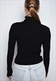 VINTAGE Y2K 00S RIBBED KNIT TURTLENECK BASICS JUMPER BLACK