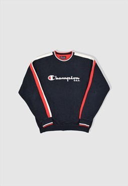 Vintage 90s Champion Embroidered Logo Sweatshirt Navy Blue