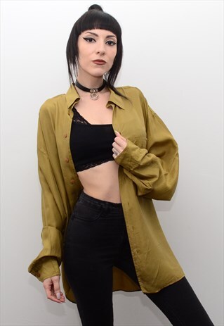 VINTAGE 90'S GENUINE SILK TOFFEE OVERSIZED SHIRT