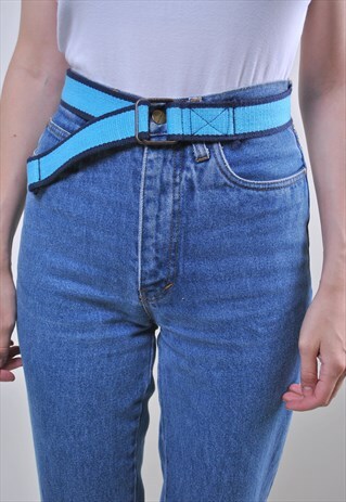 VINTAGE BLUE STRIPED MINIMALIST COTTON UNISEX BELT