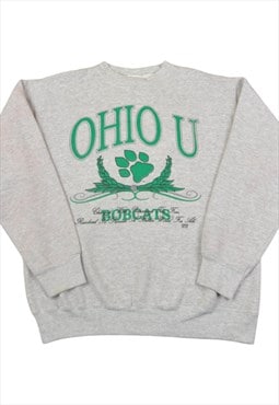 Vintage Ohio U Bobcats Sweatshirt Grey Medium