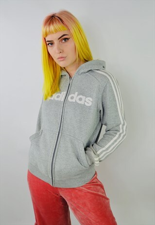 VINTAGE ADIDAS THREE STRIPE SPELLOUT ZIP HOODIE