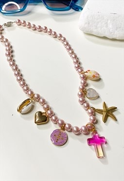 Pink Pearl Charm Necklace