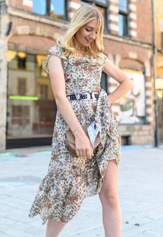 BLOSSOM COLD SHOULDER MIDI DRESS