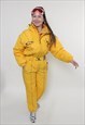 Vintage 90s yellow ski suit, one piece ski suit women 