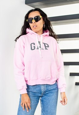 Vintage Y2K Gap Embroidered Pink Hooded Sweatshirt